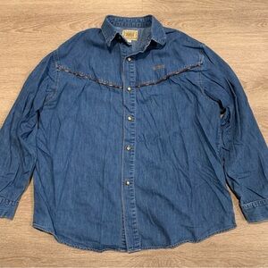 Vintage Guess by Georges Marciano Western Chambray Button Down Size L